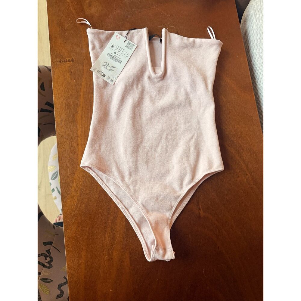 NWT Zara Light Pink Bandeau Strapless Bodysuit